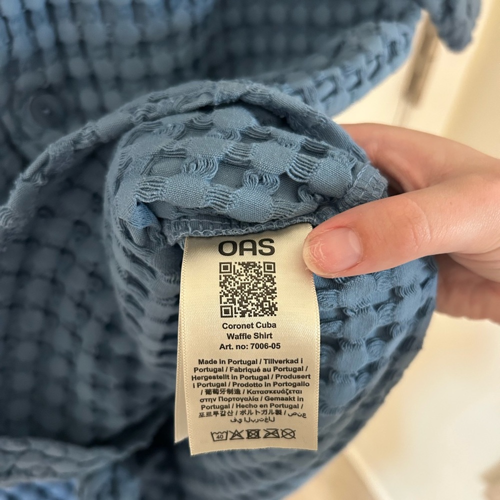 OAS Men’s Coronet Cuba Waffle Shirt In Blue - Picture 5 of 5